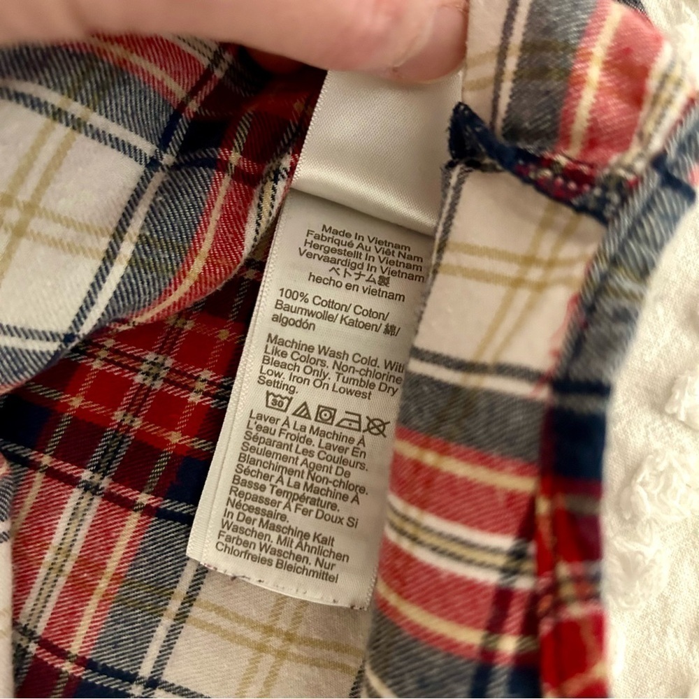 J Crew Women’s Red White Blue 100% Flannel Plaid Button Down Shirt Size M - Picture 9 of 11